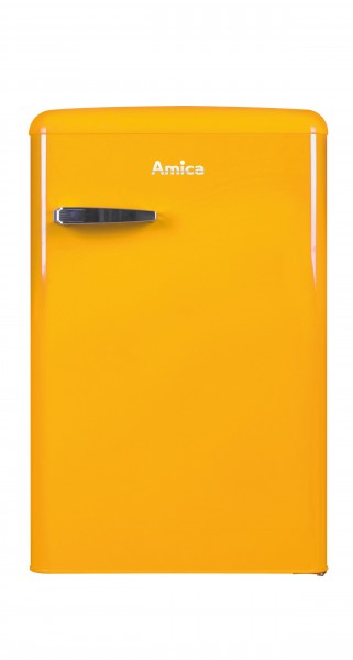 Amica KS15613Y Kühlschrank mit Gefrierfach im Retro Design, honey yellow