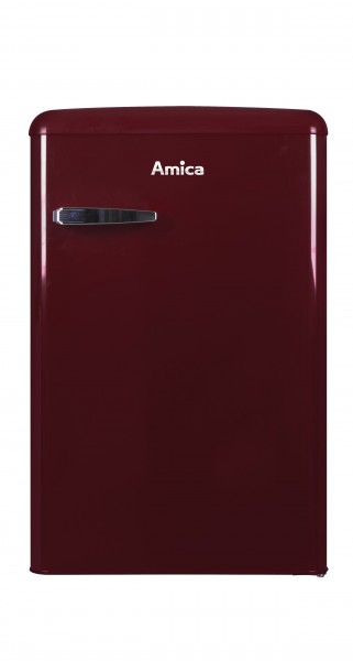 Amica KS15611R Kühlschrank mit Gefrierfach im Retro Design, wine red